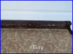 Duncan Phyfe Style Carved Solid Mahogany Claw Feet Long Couch Sofa 8467
