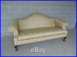 ETHAN ALLEN Chippendale Style Ball & Claw Foot Camel Back Sofa 82W
