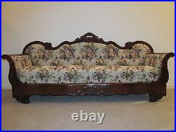Early 1800's Mahogany Venered Camelback Sofa withComplete Tuft Seating Sections
