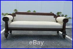 Early 1800s Empire Federal Flame Mahogany Long Bench Couch Sofa 9808