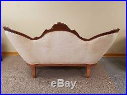 Early 1900's Antique Victorian Hand Carved Loveseat Sofa Chaise Couch Vintage