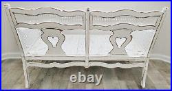 Early 1900's RARE Country French Provincial Cane Accent and Rush Loveseat Settee