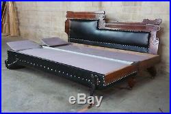 Eastlake Victorian Oak Leather Chaise Lounge Fainting Couch Murphy Bed Parlor