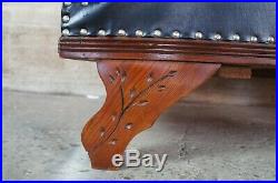 Eastlake Victorian Oak Leather Chaise Lounge Fainting Couch Murphy Bed Parlor