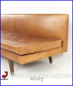 Edward Wormley for Dunbar Model 5526 Mid Century Leather Armless Slipper Sofa