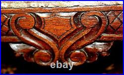 Elaborately Carved 19th Century Oak Flemish Hall Sofa, Restored & Reupholstered