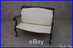 Elegant Antique Rose Carved Victorian Settee Love Seat Window Bench Mahogany