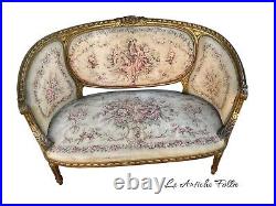 Elegant French Loveseat in Louis XVI Style Original Upholstery Fabric