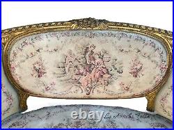 Elegant French Loveseat in Louis XVI Style Original Upholstery Fabric