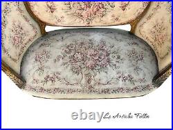 Elegant French Loveseat in Louis XVI Style Original Upholstery Fabric