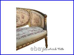 Elegant French Loveseat in Louis XVI Style Original Upholstery Fabric