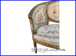 Elegant French Loveseat in Louis XVI Style Original Upholstery Fabric