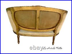 Elegant French Loveseat in Louis XVI Style Original Upholstery Fabric