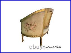 Elegant French Loveseat in Louis XVI Style Original Upholstery Fabric