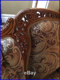 Elegant Vintage Louis XIV Antique SofaHighly Carved Wood Horse Hair Deutsch Bro