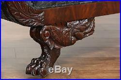 Empire 1825 Antique Mahogany Sofa, Carved Acanthus & Paw Feet, New Upholstery