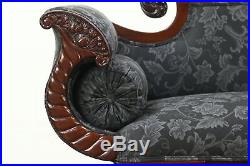 Empire Antique 1820 Mahogany Sofa, Carved Lion Paw Feet, New Upholstery #28748