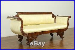 Empire Antique 1825 Acanthus Carved Mahogany Sofa, Recent Upholstery #31579