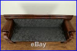 Empire Antique 1825 Flame Mahogany Classical Sofa, New Black Upholstery #30848