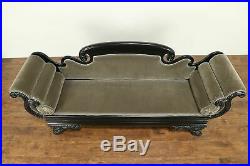 Empire Antique 1825 Sofa, New Mohair Upholstery, Ebonized Finish #31416