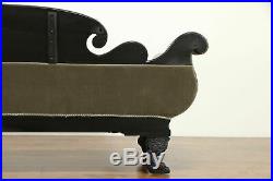 Empire Antique 1825 Sofa, New Mohair Upholstery, Ebonized Finish #31416