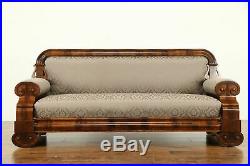 Empire Antique 1830 Flame Mahogany Classical Sofa, New Upholstery #30845