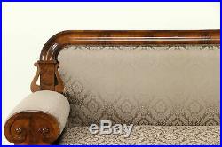 Empire Antique 1830 Flame Mahogany Classical Sofa, New Upholstery #30845