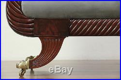 Empire Antique 1830 Sofa, Rope Carved Mahogany, Recent Gray Velvet #29010