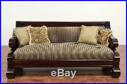 Empire Antique 1900 Flame Mahogany Sofa, Recent Upholstery #29260