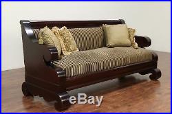 Empire Antique 1900 Flame Mahogany Sofa, Recent Upholstery #29260