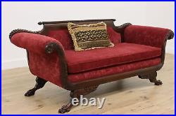 Empire Antique Carved Mahogany Sofa or Couch, Paw Feet #50117