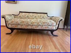 Empire Antique Carved Mahogany Sofa or Couch, Paw Feet #50117