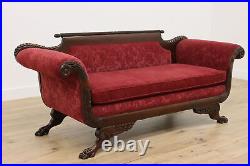 Empire Antique Carved Mahogany Sofa or Couch, Paw Feet #50117