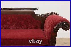 Empire Antique Carved Mahogany Sofa or Couch, Paw Feet #50117