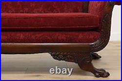 Empire Antique Carved Mahogany Sofa or Couch, Paw Feet #50117