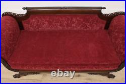 Empire Antique Carved Mahogany Sofa or Couch, Paw Feet #50117