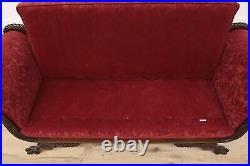 Empire Antique Carved Mahogany Sofa or Couch, Paw Feet #50117