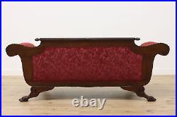 Empire Antique Carved Mahogany Sofa or Couch, Paw Feet #50117