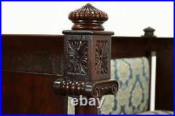 Empire Antique Classical Mahogany Sofa or Hall Bench New Upholstery #41295