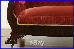 Empire Antique Hall Bench or Sofa, Paw Feet, Recent Upholstery #31594