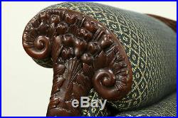 Empire Centennial Antique Sofa, Carved Mahogany Cornucopia, Bronze Feet #32000