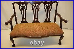English Chippendale Mahogany Settee loveseat with Claw Foot c. 1920s