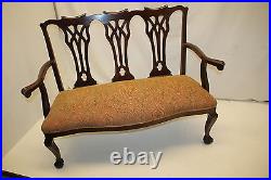 English Chippendale Mahogany Settee loveseat with Claw Foot c. 1920s