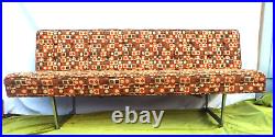 Estate Patrician Furniture 1982 Mid-Century Orange Checkerboard Modern Club Sofa