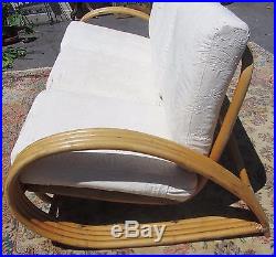 Exceptional Vintage Tropical Mid Century 1940s Rattan Bamboo Curved Frame Sofa