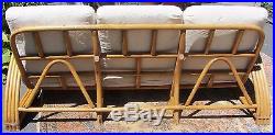 Exceptional Vintage Tropical Mid Century 1940s Rattan Bamboo Sofa Curved Frame
