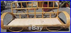 Exceptional Vintage Tropical Mid Century 1940s Rattan Bamboo Sofa Curved Frame