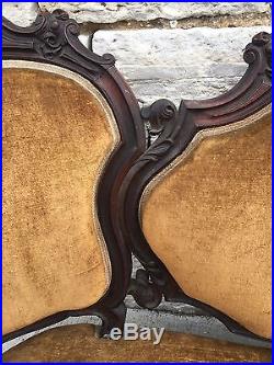 Exceptional Walnut Victorian Triple Back Sofa Settee Hand Carved High Grade
