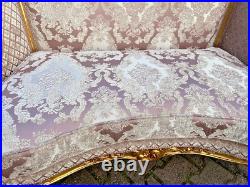 Exquisite 1900s French Louis XVI Pink Damask Corbeille Settee, Restored Elegance