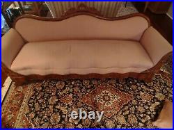 Exquisite ANTIQUE VICTORIAN Rose SOFA Hand CARVED WOOD Details Seats 2-3